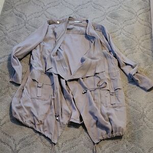 Dalia Lightweight Taupe Utility Jacket with Drawstring Waist